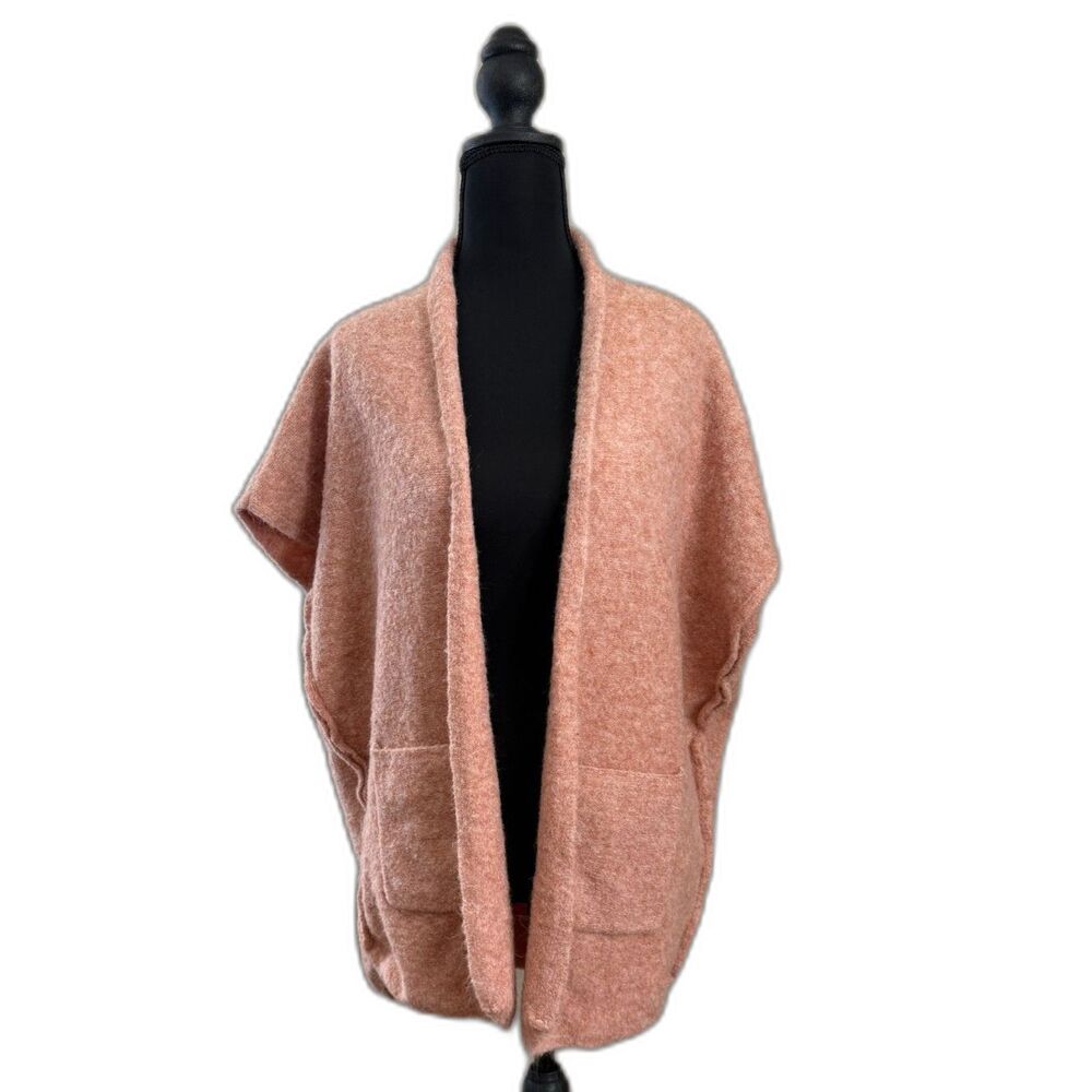 Women's M/L Peach Kori Short Sleeve Oversized Slouchy Comfy Cardigan Sweater